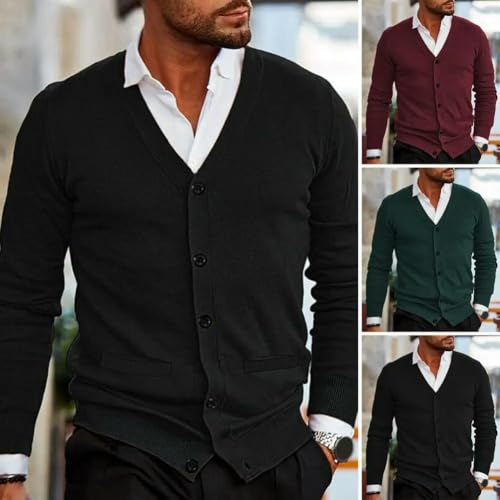 Autumn Winter Men Casual V-Neck Cardigan Sweaters Solid Cotton Embroidery Long Sleeve Business Jerseys2