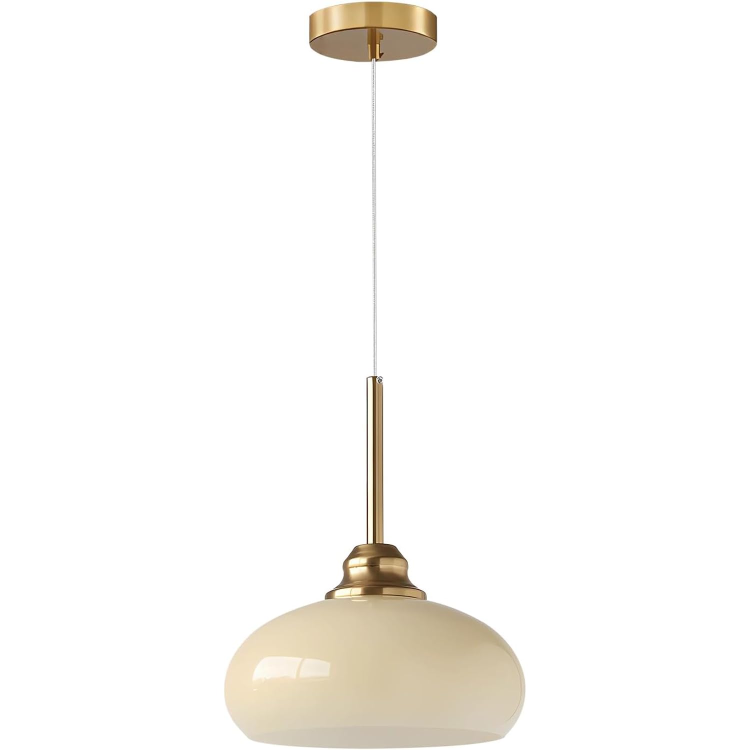 Iluminación Colgante Lámpara De Techo Colgante Ajustable, Lámpara Colgante De Cúpula Lámparas Colgantes De Vidrio Amarillo/Blanco, Accesorio Colgante De Comedor Dormitorio Pasillo De Noche Balcó