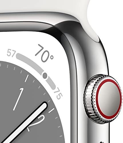 Apple Watch Series ‌8 [GPS + Cellular 45mm] ⁣Smart ⁤Watch w/Silver Stainless‍ Steel Case with White Sport​ Band - M/L: Detailed Review & Recommendations on Fitness Tracker, Blood Oxygen & ECG Apps, Always-On Retina Display, ‍and Water Resistance