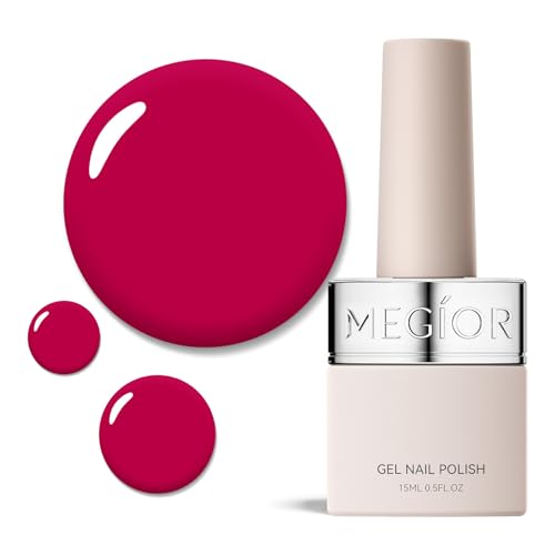 MEGIOR Red Berry Gel Nail Polish 0.5 Fl Oz Rose Berry Soak Off UV...