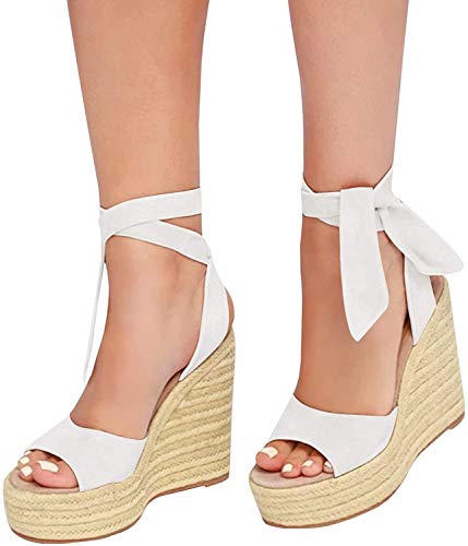 SERAIH Womens Lace up Espadrilles Platform Wedges Sandals Heels Tie Ankle Strap Summer Dress Shoes3