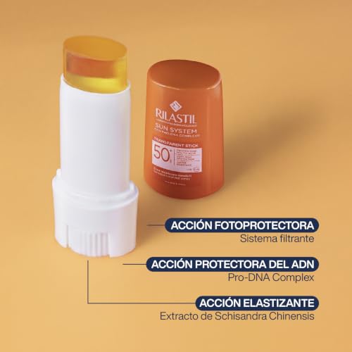 Miniatura 2 de Rilastil - Sun System, Stick Solar Facial SPF50+, 8,5 g | PRO-DNA Complex, SPF50+, UVB, UVA, Zonas Sensibles, Transparente, Resistente al Agua, Cara y Cuerpo, Uso Deportivo
