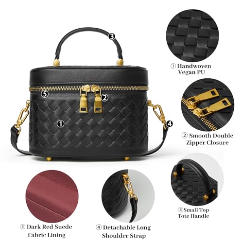 Image of DAILANDO Small Top Handle Box Purse for Women Designer Woven Tote Crossbody Handbag With Long Adjustable Strap