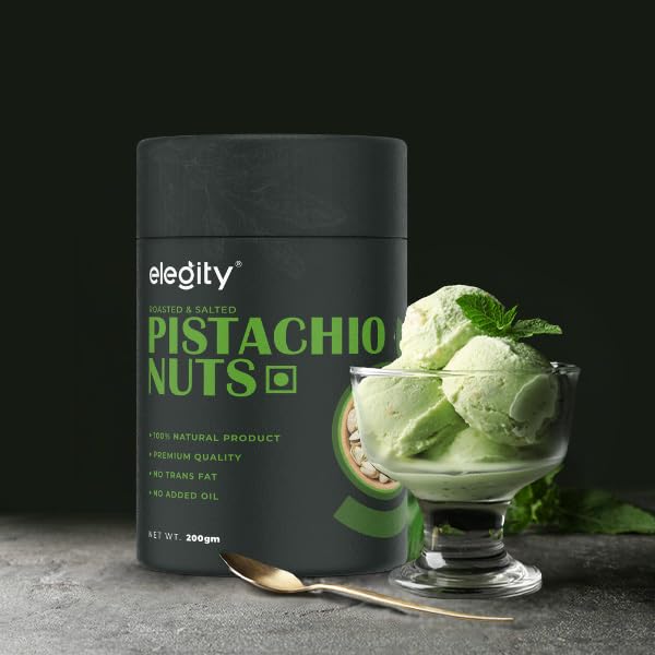 Image of Elegity California Salted Pistachios Papertube 200 gm | Namkeen Pista Dry Fruit | Crunchy, Tasty & Healthy | Rich in Fibre & Protein | No Added Preservatives & Colour in Nutritious Nuts