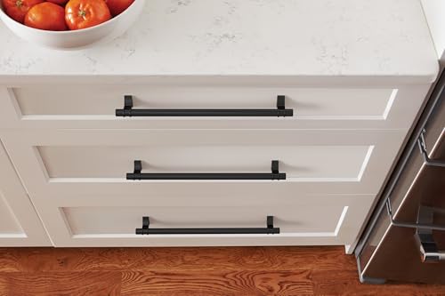 Image of Amerock Davenport 10-1 /16 inch (256mm) Center-to-Center Matte Black Cabinet Pull, BP36620MB