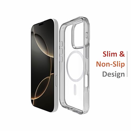 Image of for iPhone Case 16 Pro with Mag-Safe, [Anti-Yellowing Technology] [Military Grade Drop Protection] Shockproof Slim Hybrid Phone Case for iPhone 16 Pro - Crystal Steel Grey