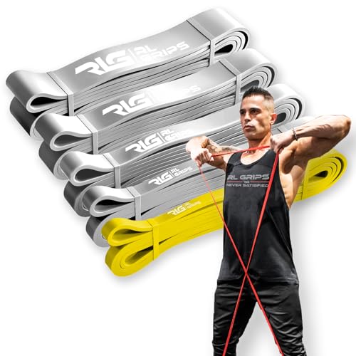 RL Grips® Bandas Elásticas de Resistencia para Musculación   Gomas Fitness para Gimnasio Crossfit Aire Libre Calistenia Yoga y Pilates   Bandas para Dominadas y Asistencia (Amarilla (2,5 7,5kgs))