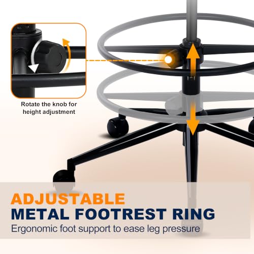 Image of Misolant Drafting Chair for Standing Desk, Tall Office Chair with Adjustable Height, 120Recline,Footrest Ring,Lumbar Support,High Office Chair for Home
