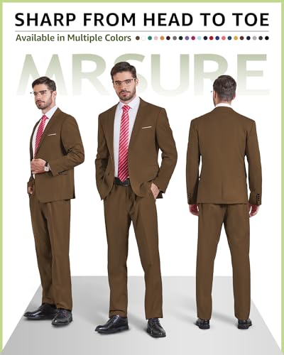 MrSure Men's Suit, 2 Piece Slim Fit Jacket and Pants with Tie, One Button Blazer Trouser for Weddings Proms2