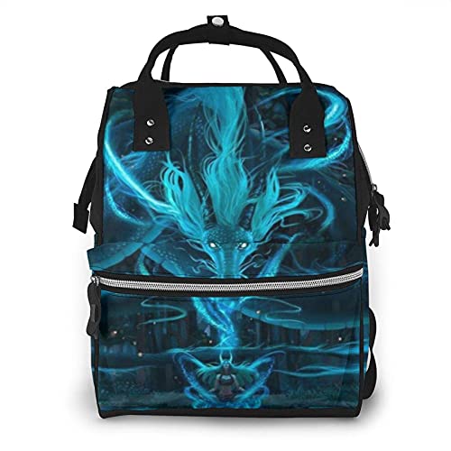 Blue Dragon and Girl Sac à langer multifonction pour soins de bébé Étanche Large ouverture Sac à dos de voyage pour l'organisation Cover
