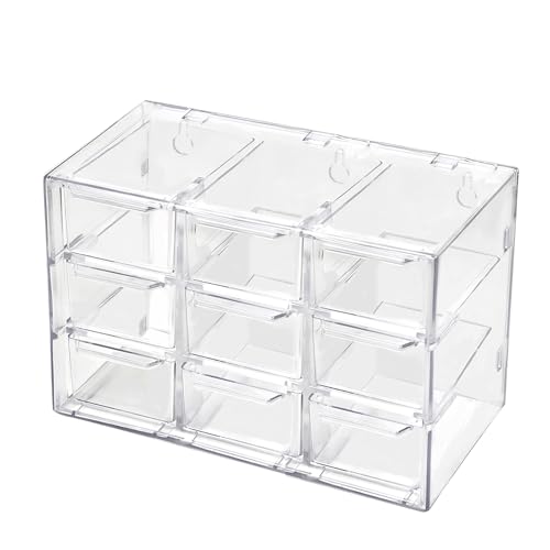 Petits Tiroirs De Rangement Transparents, Organiseur de Bureau en Plastique avec 9 Tiroirs, Mini...