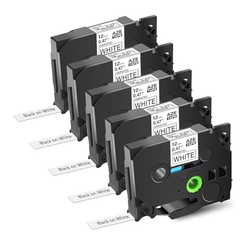 5�p�b�N �}���`�J���[ 12mm ���x���e�[�v B-other Tze 231 431 531 631 731 �݊� ���~�l�[�g���H �v�����^�[ PTD410 PTD460BT ?(5PK Black on White)