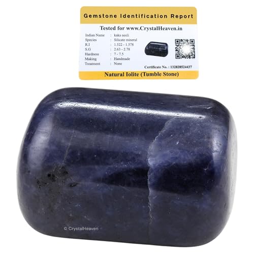 Image of Iolite Certified Crystal Healing Tumbled Stone, Natural Polished Crystals for DIY Crafts, Manifestation, Meditation, Pooja Feng Shui and Reiki Healing (30 Grams)