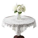 Yuomeaz Lace Tablecloth, White Lace Tablecloth 90 X 90CM—Square Coffee Table Cover Cloth Vintage Embroidered Style Crochet Small Table Cloth for Summer Outdoor Tea Party Reception Dinner Home Decor