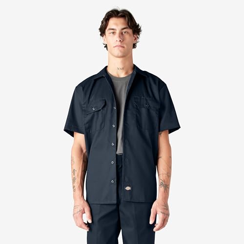 Image of Dickies Men's Short Sleeve Work Shirt - Durable Twill Button Down Shirts for Men, Lightweight Uniform for Daily Wear