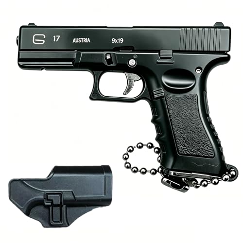 Holriaye Quickdraw Keychain Mini Pistol & Holster 1:3 Scale Novelty Gun Shape Key Ring Accessory for Bags Backpacks Keys (Black 1Pack)