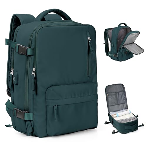 VGCUB Large Travel Backpack with Storage Compression Seal Bags for Clothing with Pump Vacuum System Carry on Personal Item Work Business Vacpack Laptop Backpack for Women Men Peacock Blue