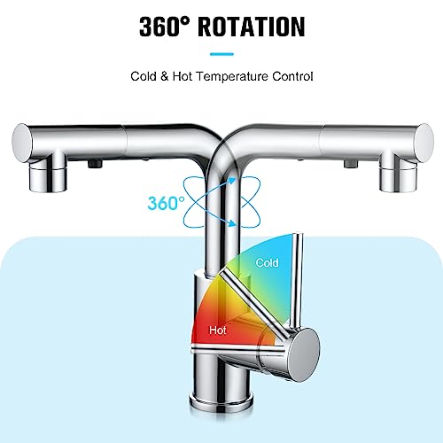Crea Sink Faucet, Bar Faucet Kitchen Faucets With Pull Out Sprayer, Single Handle Bathroom Faucets Chrome With Deck Plate Mini Prep Faucet 3 Hole Farmhouse Utility Outdoor Laundry Faucet #TOP1