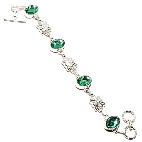 Bracelet topaze mystique verte en argent 925 fait main chic et ajustable