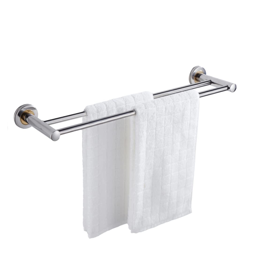Towel Bar Double Rails Rack Wall Mounted Anti Rust Stainless Steel Towel Holder Bathroom Hardware Accessory Towel Rails