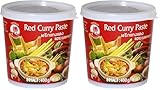 Cock Currypaste rot, mittelscharf, authentisch thailändisch Kochen, natürliche Zutaten, vegan, halal und glutenfrei (1 x 400 g) (Packung mit 2)