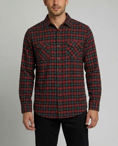 Real Essentials 3 Pack: Men's Long-Sleeve Flannel Button Down Plaid Casual Shirt (Available in Big & Tall)- Set 6, XL - Image 3