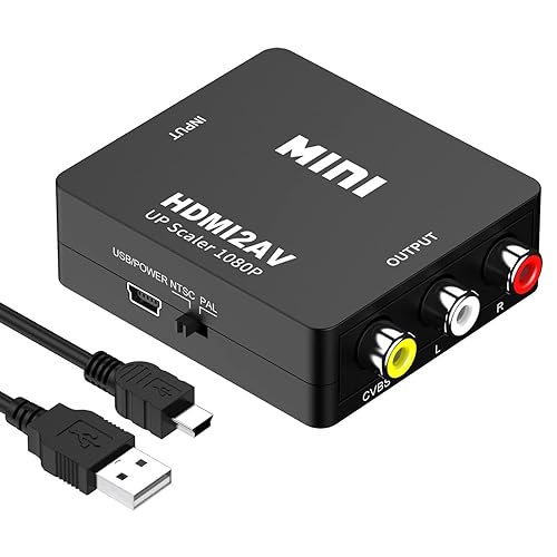 HDMI to RCA 変換コンバーター HDMI to AV変換アダプタ 1080P対応 PAL/NTSC切り替え アナログ変換 音声出力 USB給電ケーブル付きXbox/PC/DVD/PS3/PS4/PS5PC/BDプレーヤー/switchなど対応