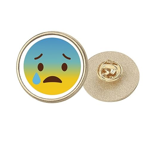 Broche ronde chat en métal doré au design de ligne jaune maladroite unique