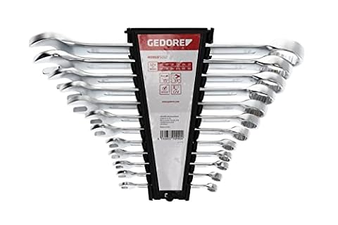 GEDORE red Zestaw kluczy płasko-oczkowych, 12-częściowy, SW 10-32, stal chromowo-wanadowa, srebrny