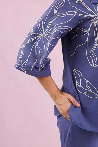Image of Asmeriyo Women Embroidery Co Ord Set with Side Pocket | Women 2 Pic Kurta Set I Fancy Kurta Set | Stylish Kurti Outfit | Co-Ordination Wear | Festive and Casual wear (212-C-D-19-02)