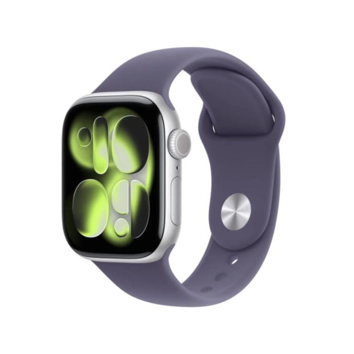 Apple Watch Series 11 silver aluminium 46mm purple fog sport band Size M/L