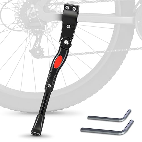 Adjustable Bike Kickstand for Adult Bike – Fits 22' 24' 26' Wheels, Aluminum Alloy, Easy to Install, Non-Slip Foot for Stability on Mountain, Road, Hybrid, Commuter Bikes, Daily & Long-Distance Rides