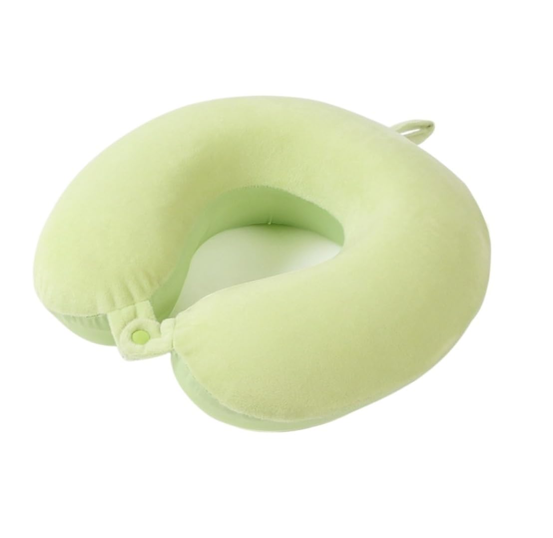 Nackenhörnchen Flugzeug Memory Foam Reisekissen Doppelseitiges Reise-Nackenkissen Flugzeug-Reisekissen Zugreise Büro Nickerchen(Grün)