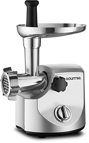 Gourmia GMG7100 Prime Plus Commercial Grade Meat Grinder -Accessory Kit with 3 Grinding Plates, Sausage Stuffers, Kibbeh Attachment - 800W ETL Approved -Stainless Steel -Free Recipe Book
