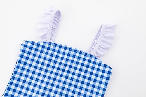 LIZENS Girls One Piece Swimwear Checker Print Ruffles Bathing Suit for Kids Size 2-123