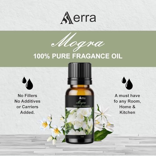 Image of Aerra Mogra (Jasmine) Fragrance Oil (15ml) for Puja, Diffuser, Candles, Soap Making | Long-Lasting Aroma Oil for Weddings