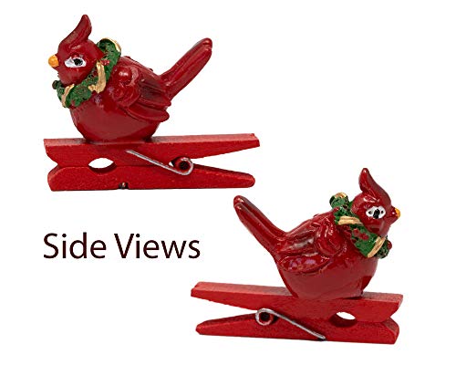 Cardinals Clip On Ornaments - Set Of 18 Red Christmas Cardinals - Tabletop Christmas Tree Decorations - Each Is Approximately 1.5" W #TOP4
