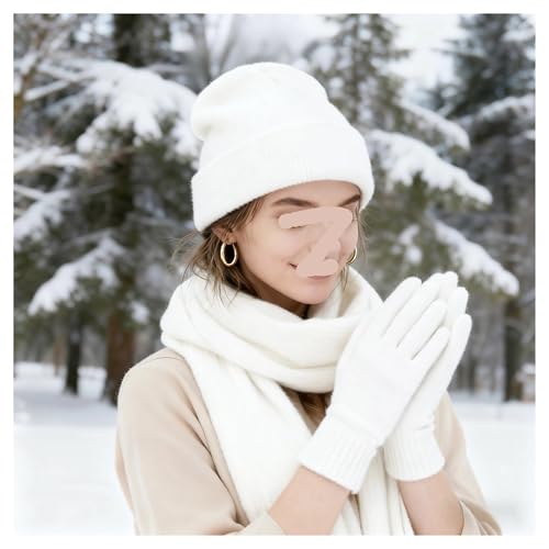Bufanda y gorro de punto con guantes térmicos de invierno para frío extremo en exteriores 2