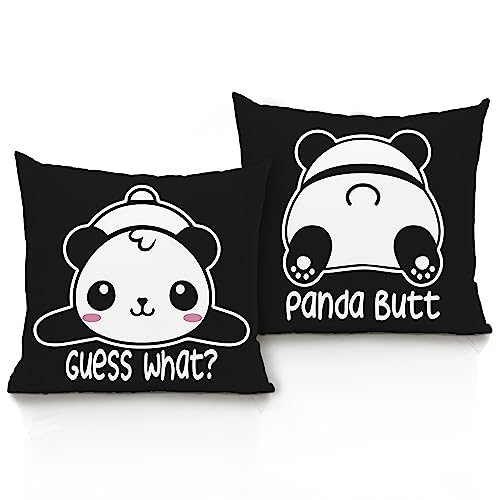 EIONEY Guess What Panda Butt Throw Pillow Covers 18x18 Set