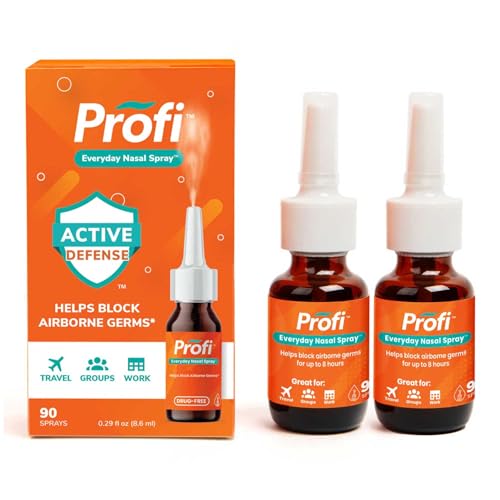 Profi Everyday Nasal Spray - Helps Defend Against Airborne Germs, Lasts Up to 8 Hours, Advanced Nasal Spray for Air Travel, Work, Conferences & Indoor Gatherings - 180 Sprays, 0.58 FL OZ