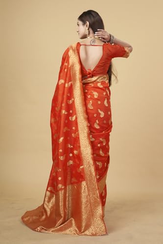 Image of Shasmi Women's Banarasi Saree Pure Kanjivaram Silk Saree Soft new ladies 2025 Design Wear Pattu Sarees Party Sari collections With Blouse Piece for Wedding sadi (PARI-188)
