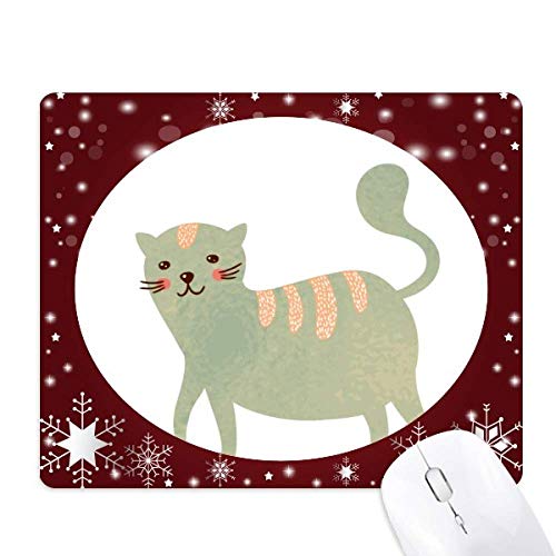 Tapis de souris chat cyan aquarelle hiver flocon cadeau de Noël idéal