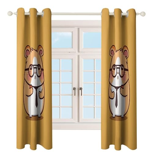 Rideaux occultants à oeillets creux 132x213 cm motif hamster