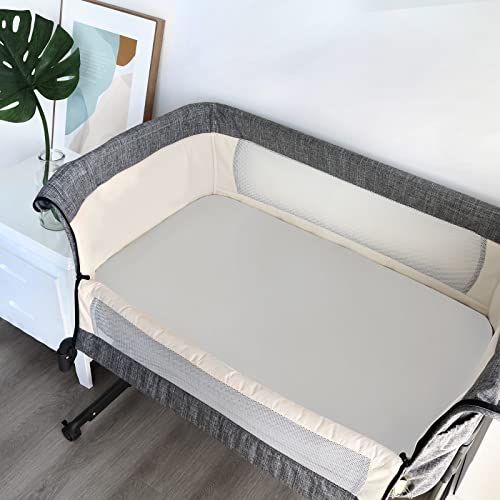 Image of Baby Bassinet Sheets 4 Pack Compatible with 33 inch x 20 inch Mika Micky, Baby Delight, Dream On Me Bedside Sleeper Bassinet, Ultra Soft & Skin Friendly, Washer & Dryer, Grey and Pink