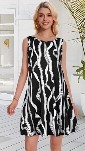 Image of Summer Dresses for Women Beach Boho Sleeveless Vintage Floral Flowy Pocket Tshirt Tank Sundresses 2026