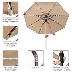   EliteShade-USA-10-Year-Non-Fading-Solar-9ft-Market-Umbrella-with-80-LED-Lights-Patio-Umbrellas-Outdoor-Table-Umbrella-with-Ventilation-Heather-Beige