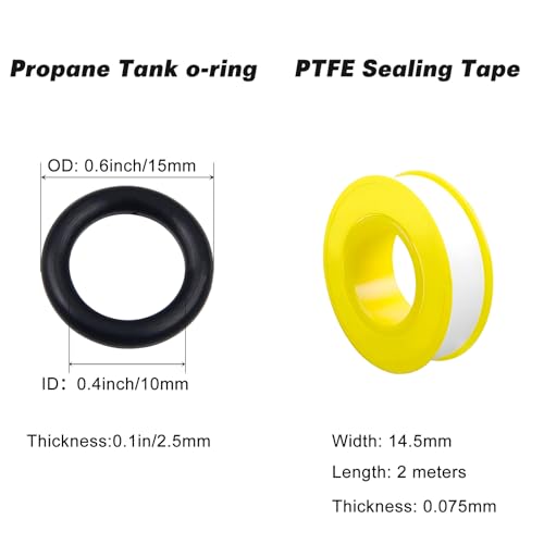 YUEARN 20 PCS Propane Tank O-Ring with 1PCS Thread Sealing Tape for Soft Nose Propane Tank Cylinder,Propane Tank Seal Gasket O-Ring for Propane Tank Cylinder POL Adapter Fitting, Connectors, Valves