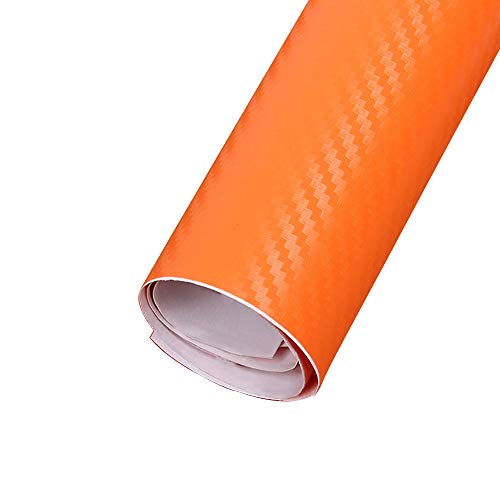 EBILUN Fibra de Carbono película del Vinilo de Alto Brillo Abrigo del Coche del Rollo Adhesivo de la Etiqueta engomada Hoja, Naranja 127x30cm