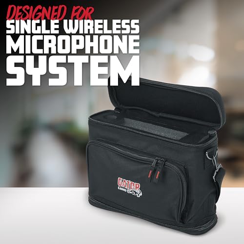 Gator Cases Padded Nylon Carry Bag for Single Wireless Microphone System, Live-in Style Holds Reciever, Body Pack, and Microphone with Antenna Access (GM-1W) - Thumbnail 3