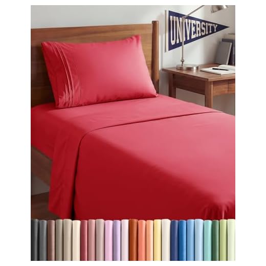 Twin XL Size 3 Piece Sheet Set - Comfy Breathable & Cooling Sheets - Hotel Luxury Bed Sheets for Women & Men - Deep Pockets, Easy-Fit, Extra Soft and Wrinkle Free Sheets - Red Oeko-Tex Bed Sheet Set